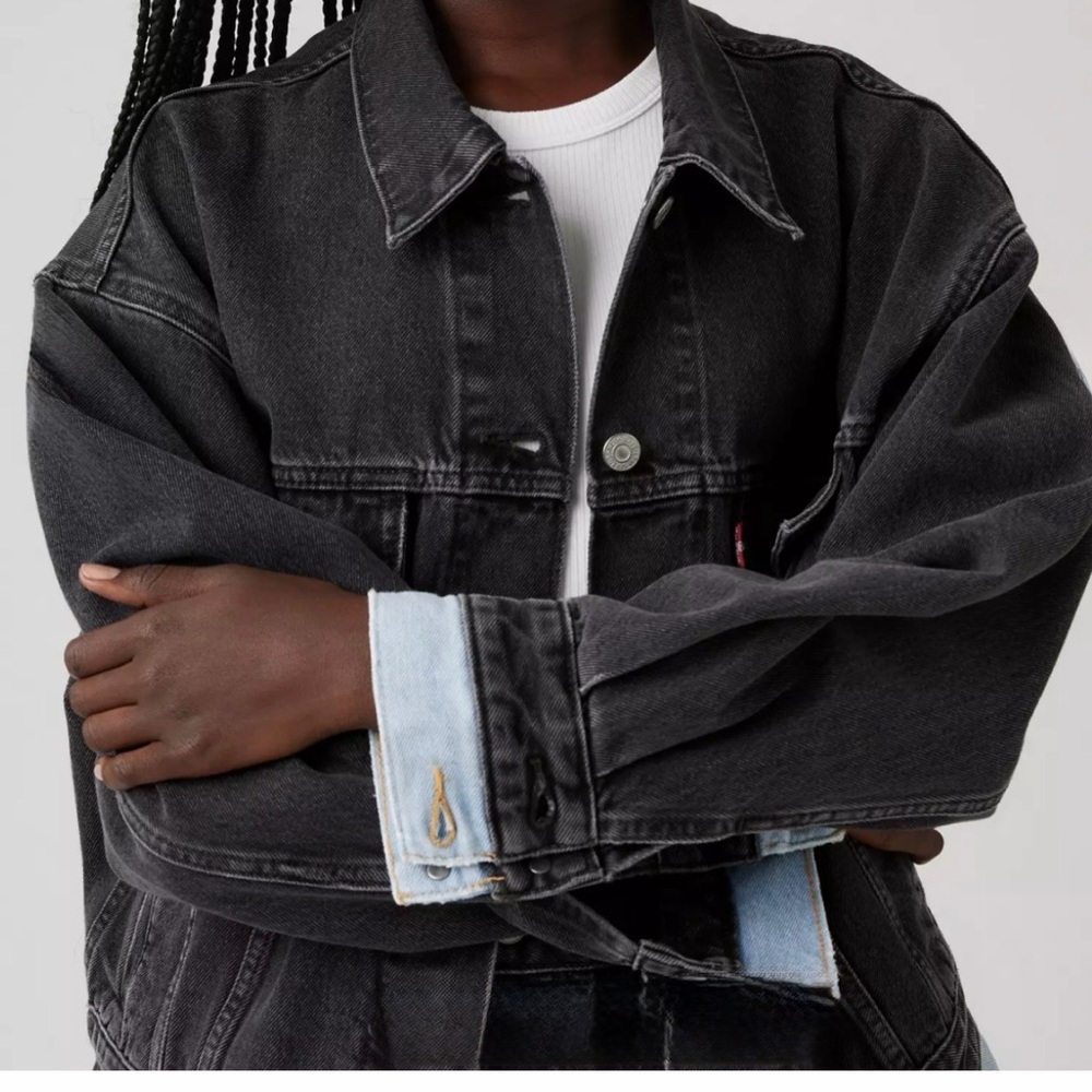 Levi's Women's 90's Trucker Black Denim Double Lined Jacket Size Medium NWT - Picture 4 of 6